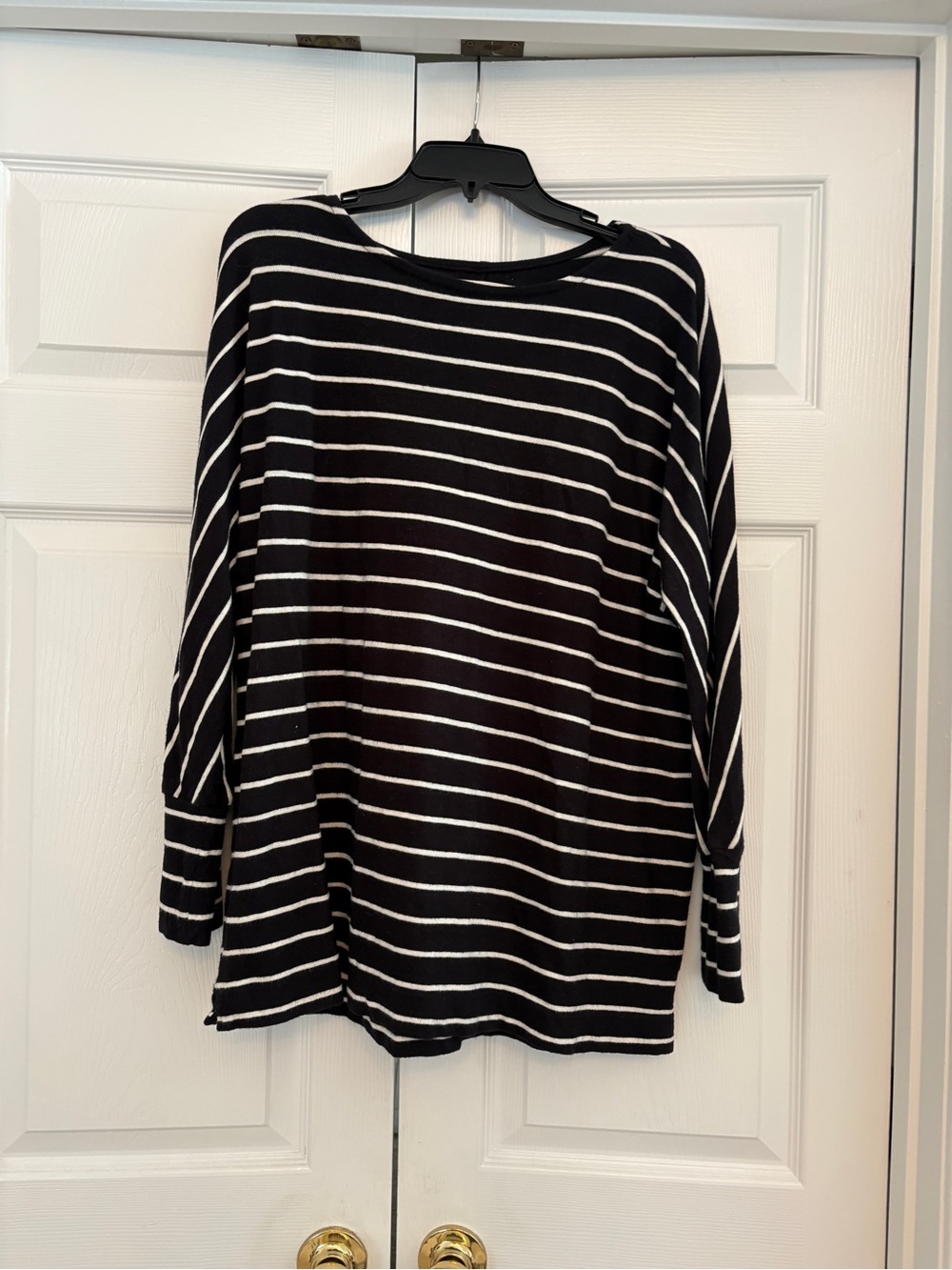 LOFT Black and White Striped Long Sleeve Tunic Top
